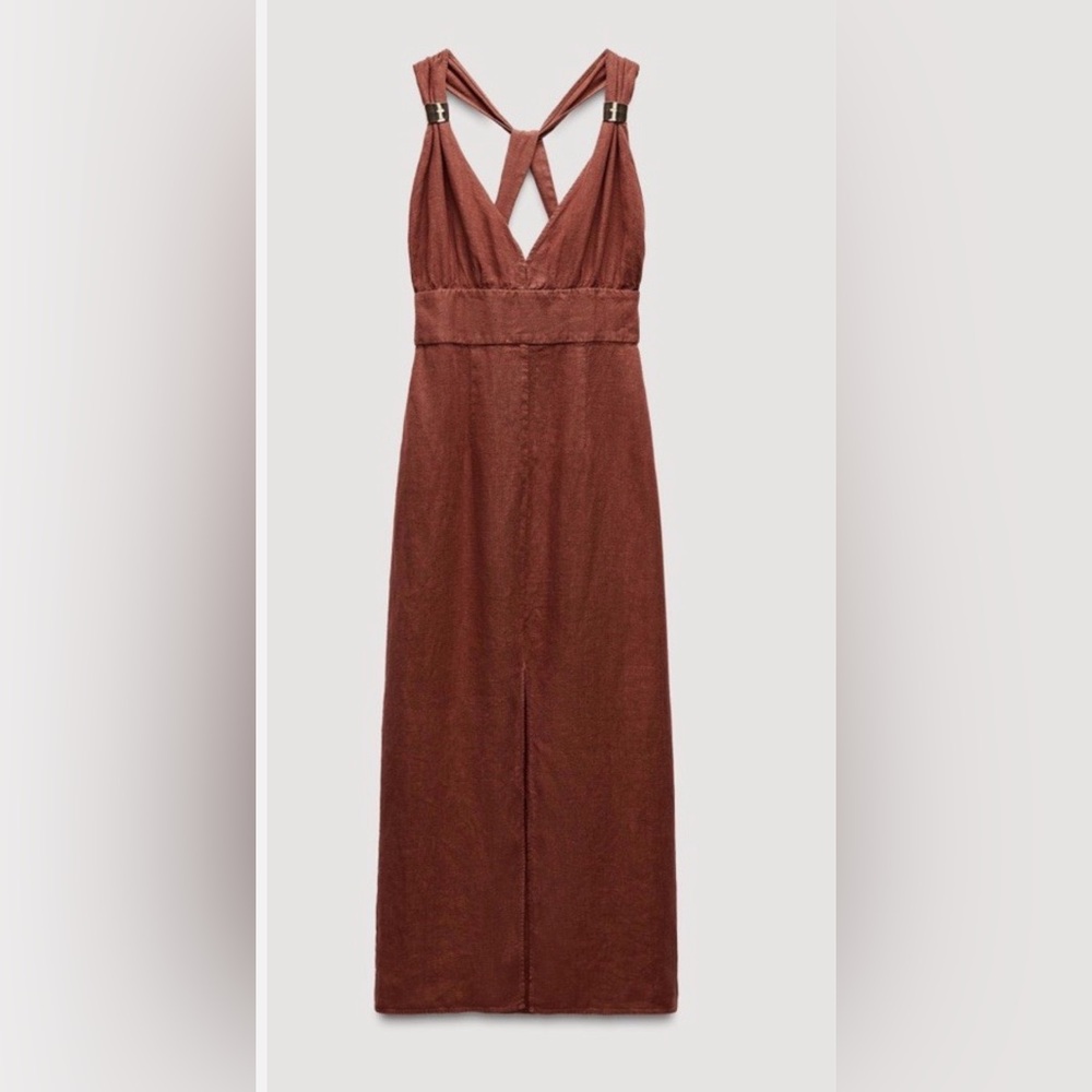 Zara Rust Brown Backless Maxi Dress - Picture 8 of 14